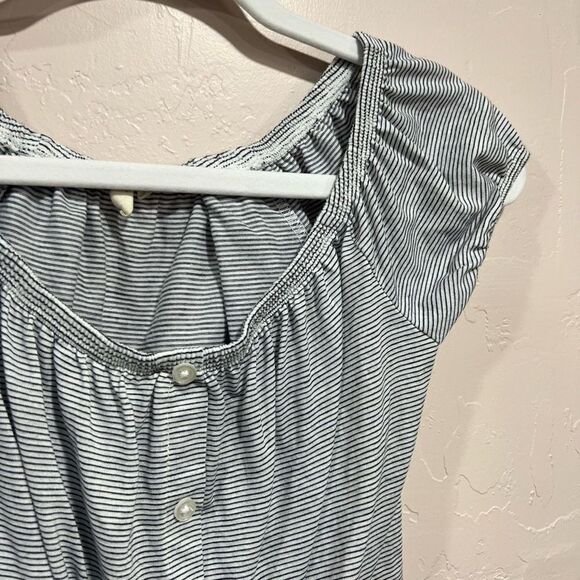 Sky And Sparrow Womens Crop Top White Black Stripe Off Shoulder Front Knot - Picture 2 of 5